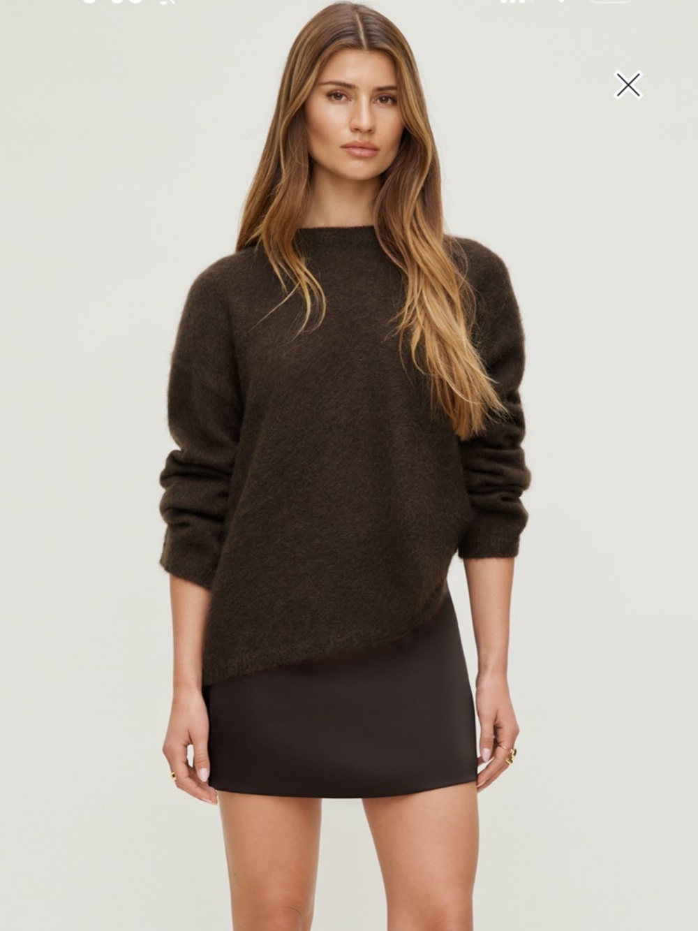 Premium Mohair Wide Sleeve Sweater in Java Brown
